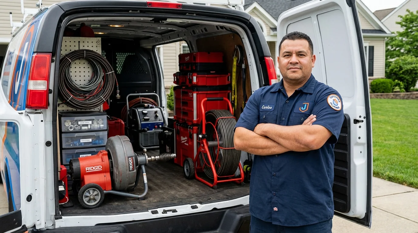Professional drain cleaning equipment and Johns Plumbing LLC plumber in Apex