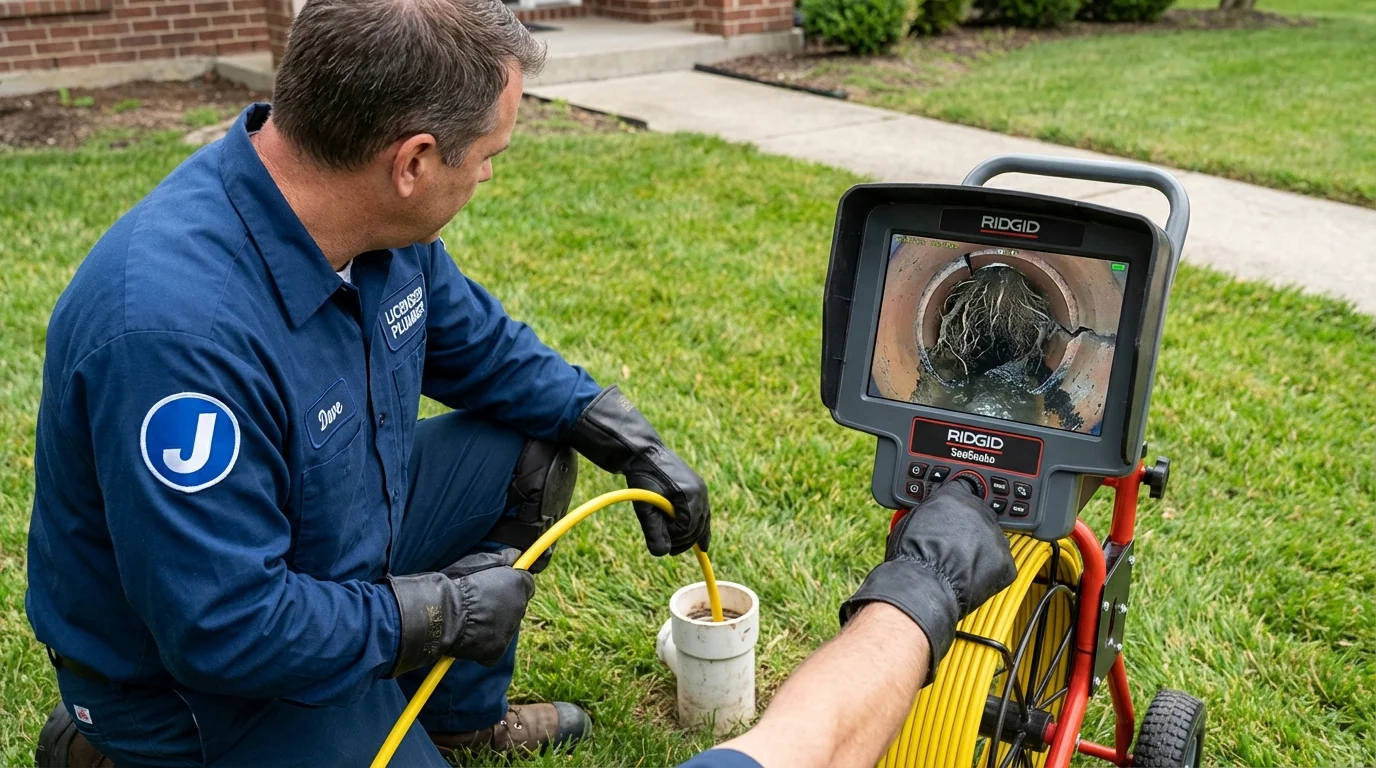 Sewer camera inspection being performed by Johns Plumbing LLC in Apex